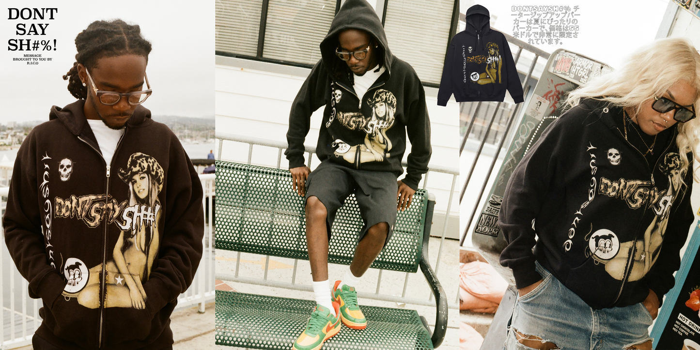 DONTSAYSH#%! “TATTOO BLACK ZIP UP HOODIE