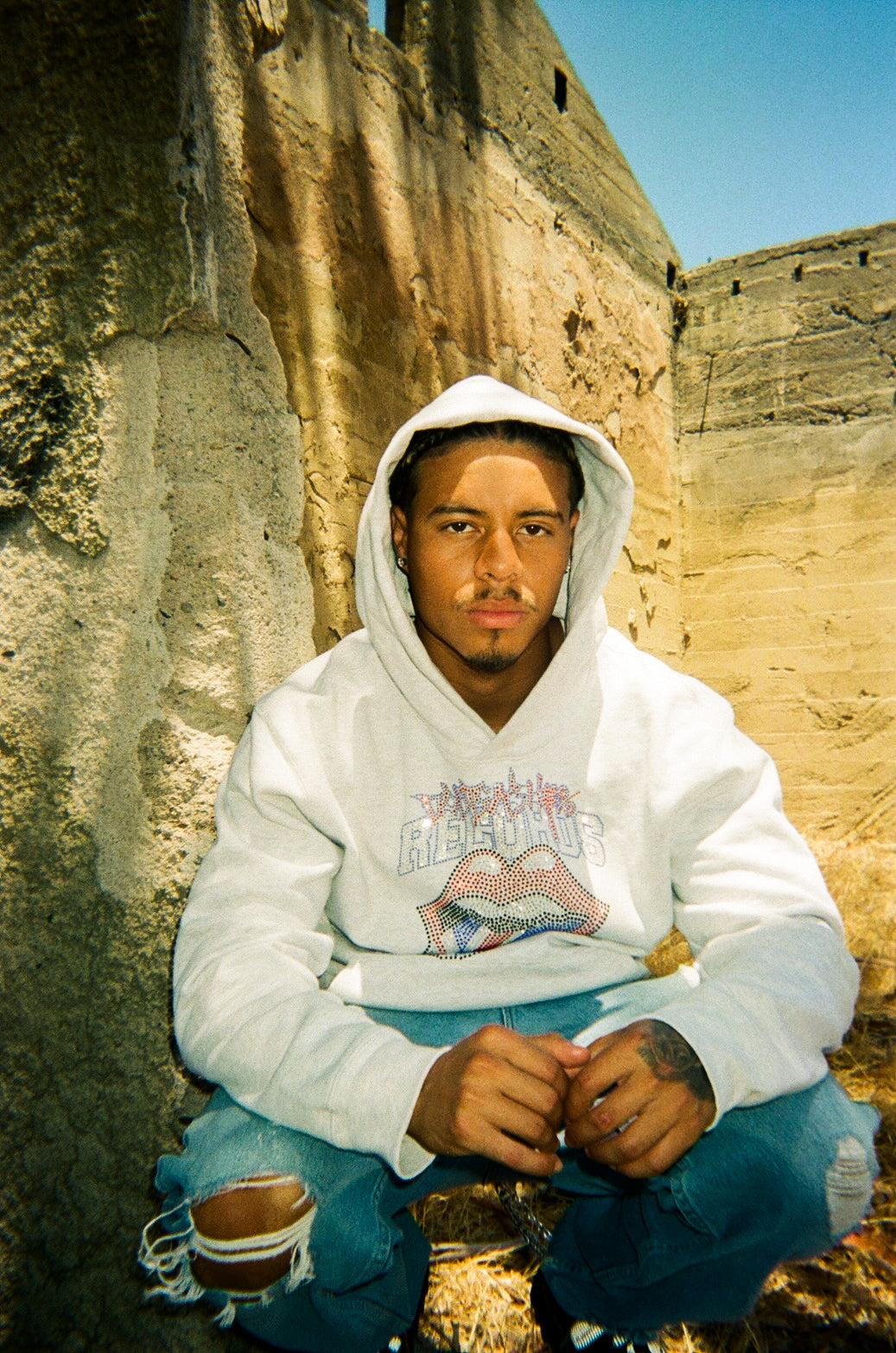 DONTSAYSH#%! RECORDS RHINESTONE PULLOVER HOODIE